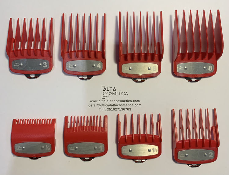Imagem de CONJUNTO DE 8 PENTES VERMELHO PARA MAQUINAS WAHL