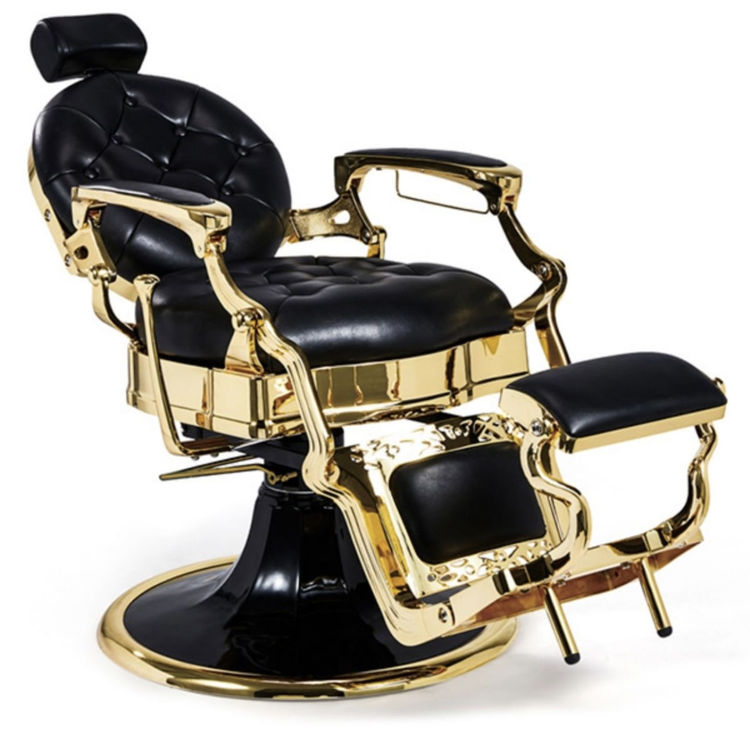 Imagem de Mirplay Cadeira de Barbeiro Kirk CG Preto/Dourado brilhante